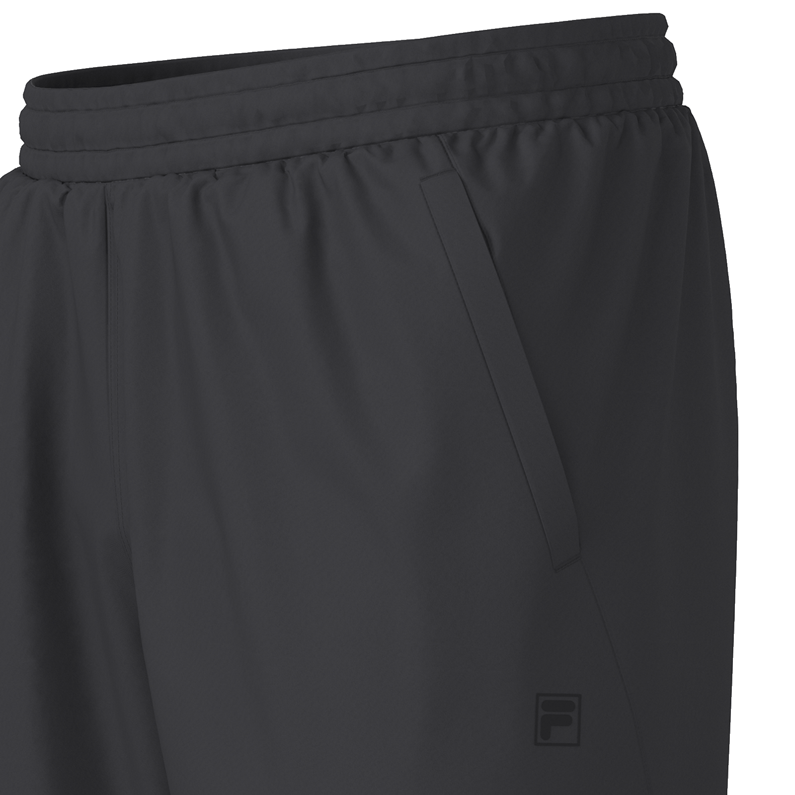 Bermuda Fila Zip V8 Masculina Preta vista lateral mostrando tecido e bolso